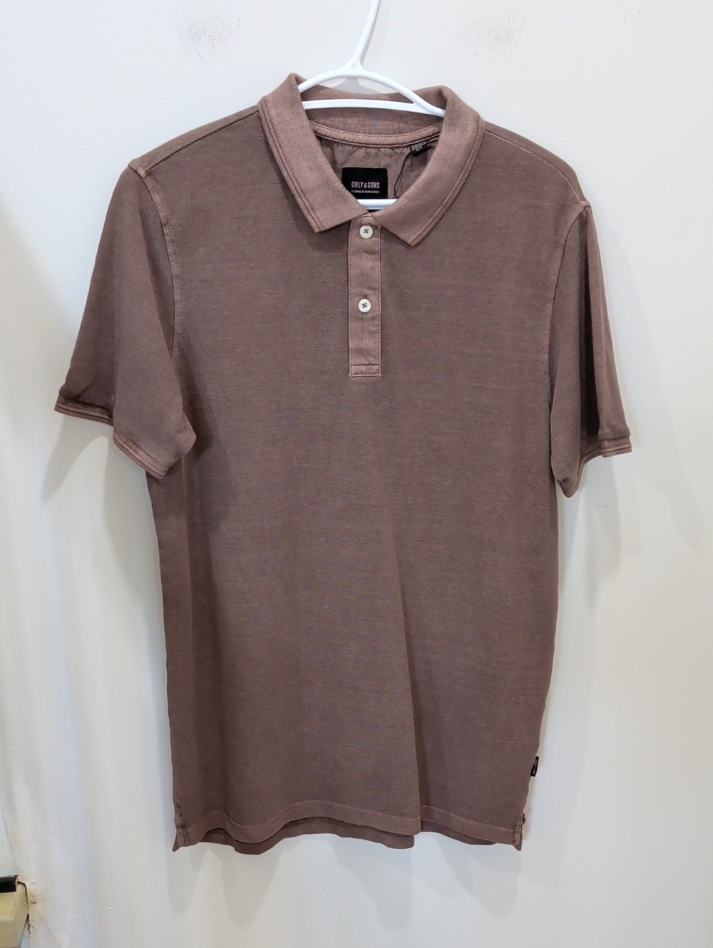 ONLY & SONS | Men's Brown Washed Onstravis Slim  SS Cotton Polo